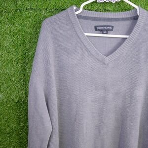 Tricots St Raphael Sweater Gray V-Neck Textured Knit - Mens Size XXL